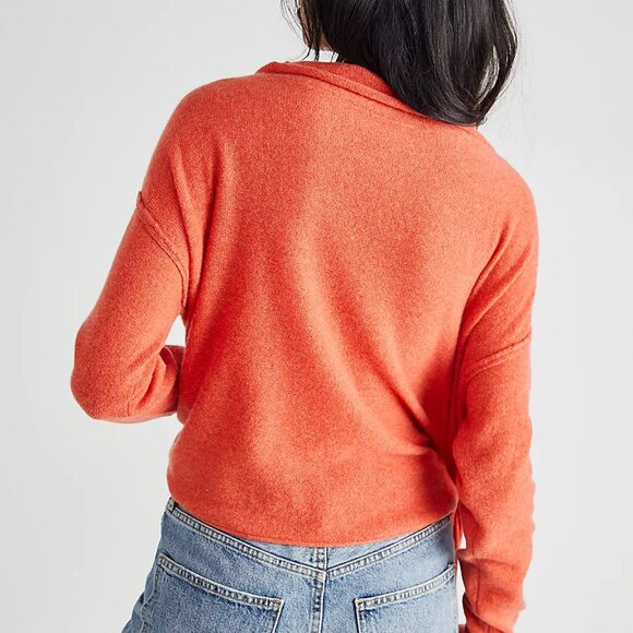 FREE PEOPLE Orion Cashmere Sweater Cowl Neck Slouchy Relaxed Orange Medium - Picture 6 of 8